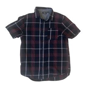 Vans Men's Black and Red Plaid Shirt